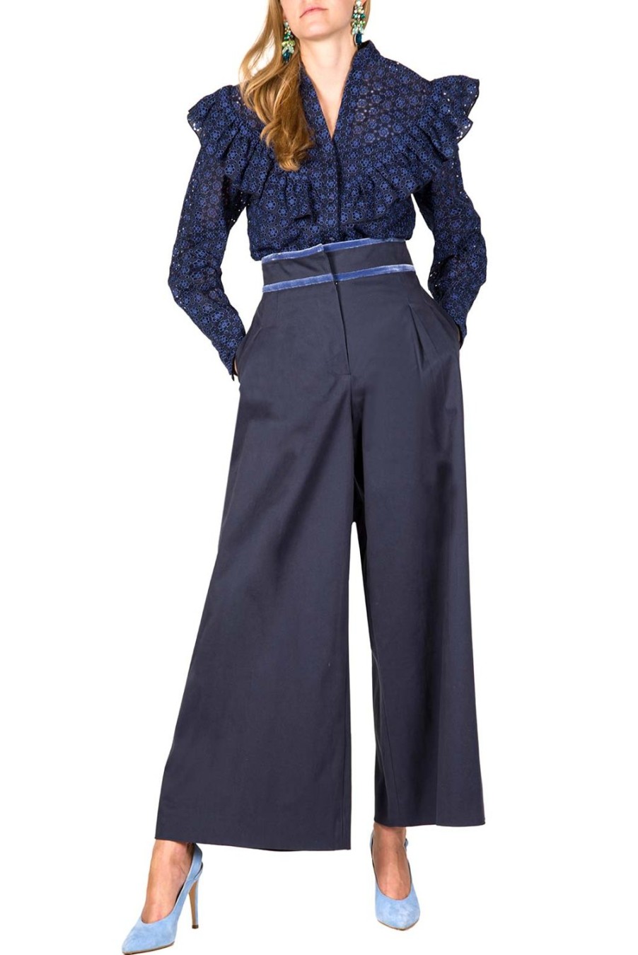 Trousers & Shorts | Luisa Beccaria High Waist Cotton Poplin Wide Leg Pants