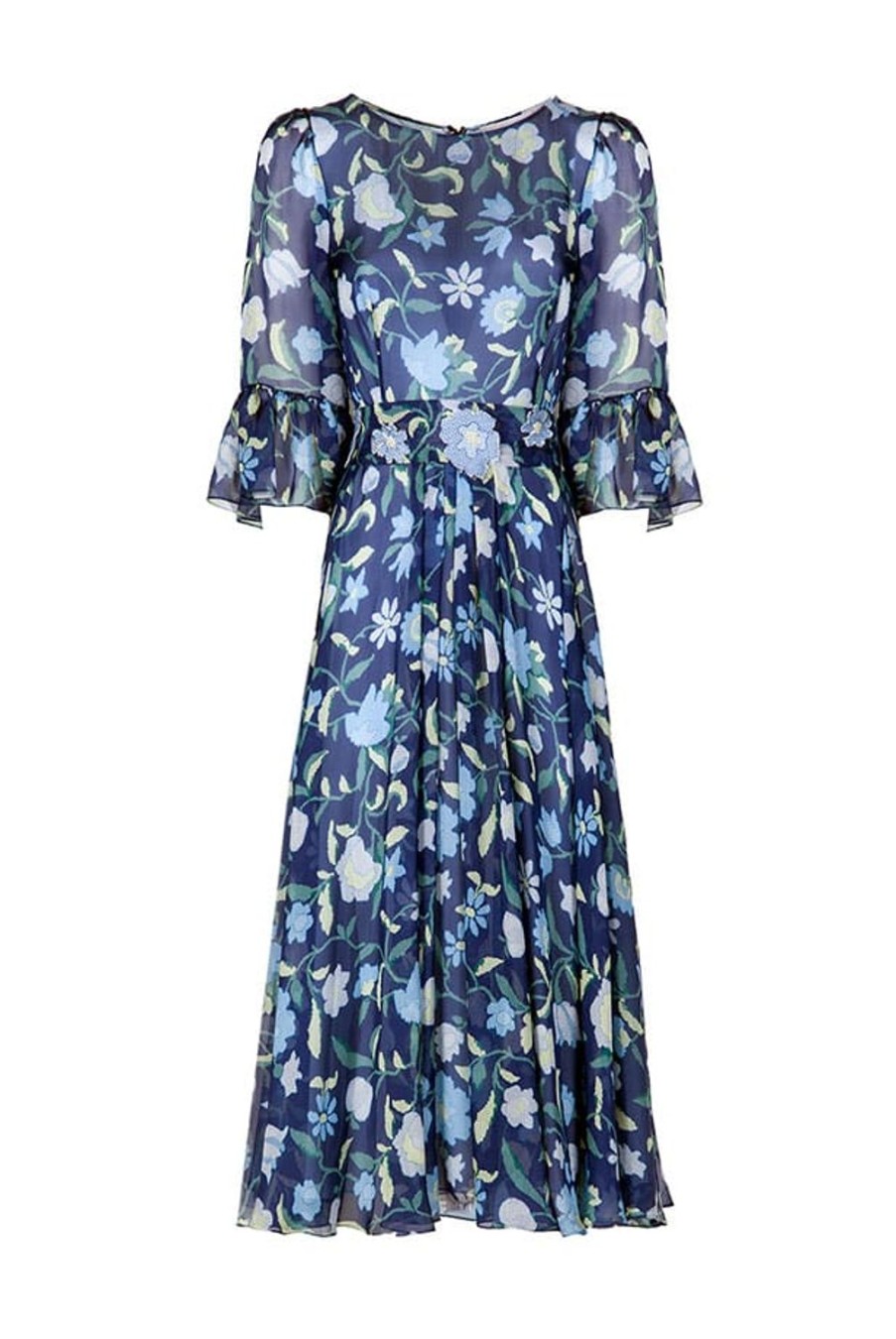 Dresses | Luisa Beccaria Silk Chiffon Wildflowers Midi Dress