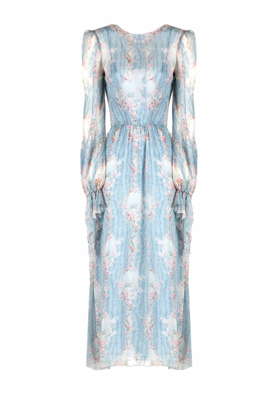 Dresses | Luisa Beccaria Circle Of Roses Chiffon Dress With Sash