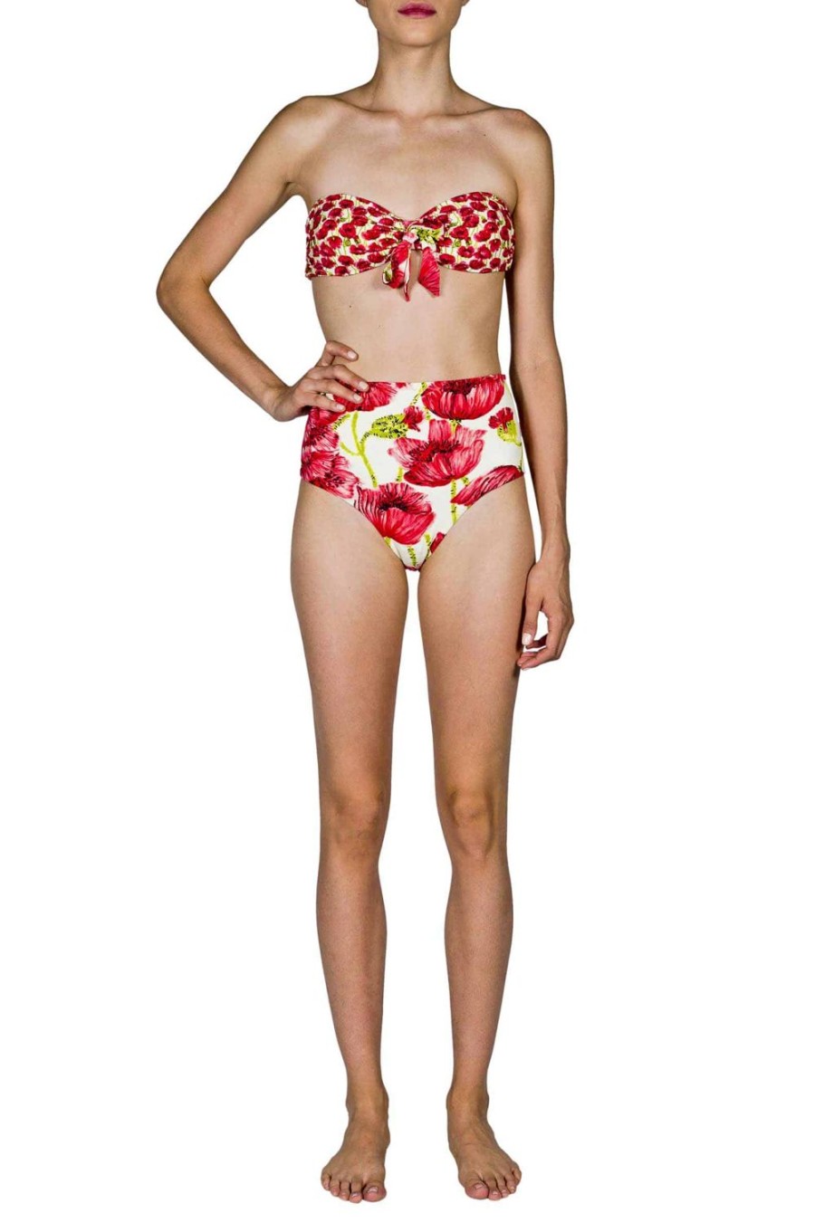 Swimwear | Luisa Beccaria Band And High Waist Slip Bikini Red Poppies