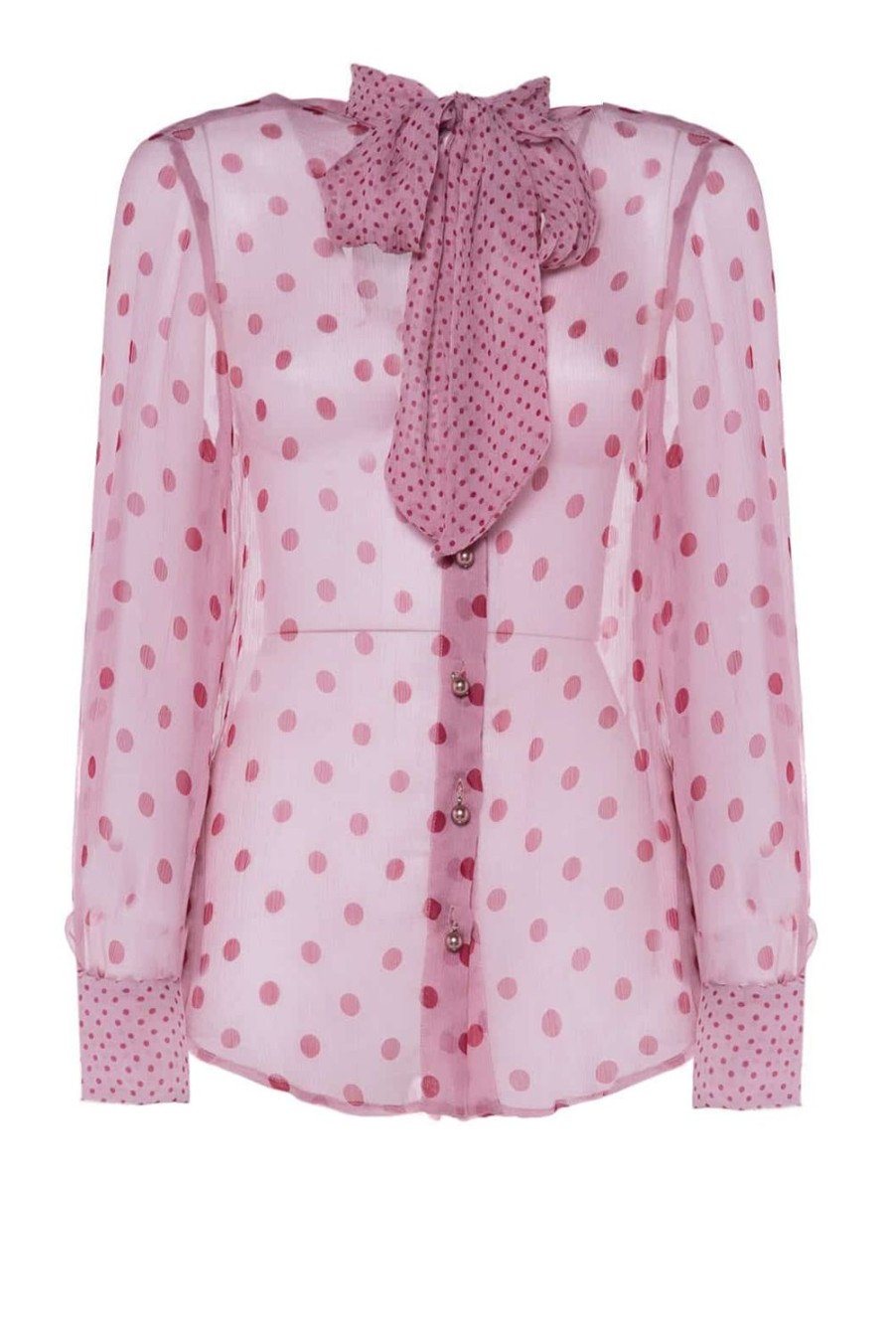 Tops & Blouses | Luisa Beccaria Pussy Bow Polka Dot Silk Chiffon Blouse