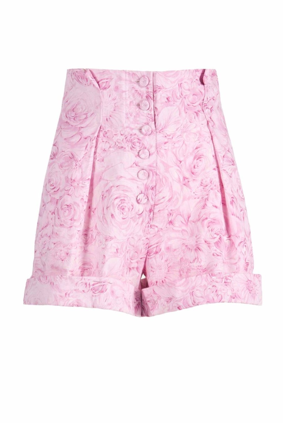 Trousers & Shorts | Luisa Beccaria Roses Printed Linen Bermuda Shorts