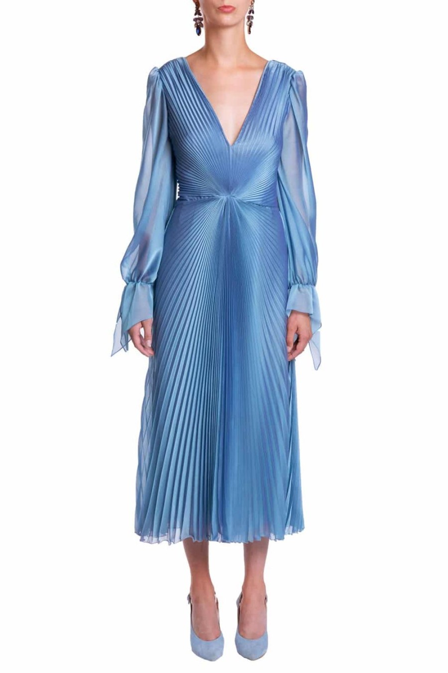 Dresses | Luisa Beccaria Pleated Chiffon Irridescent Midi Dress