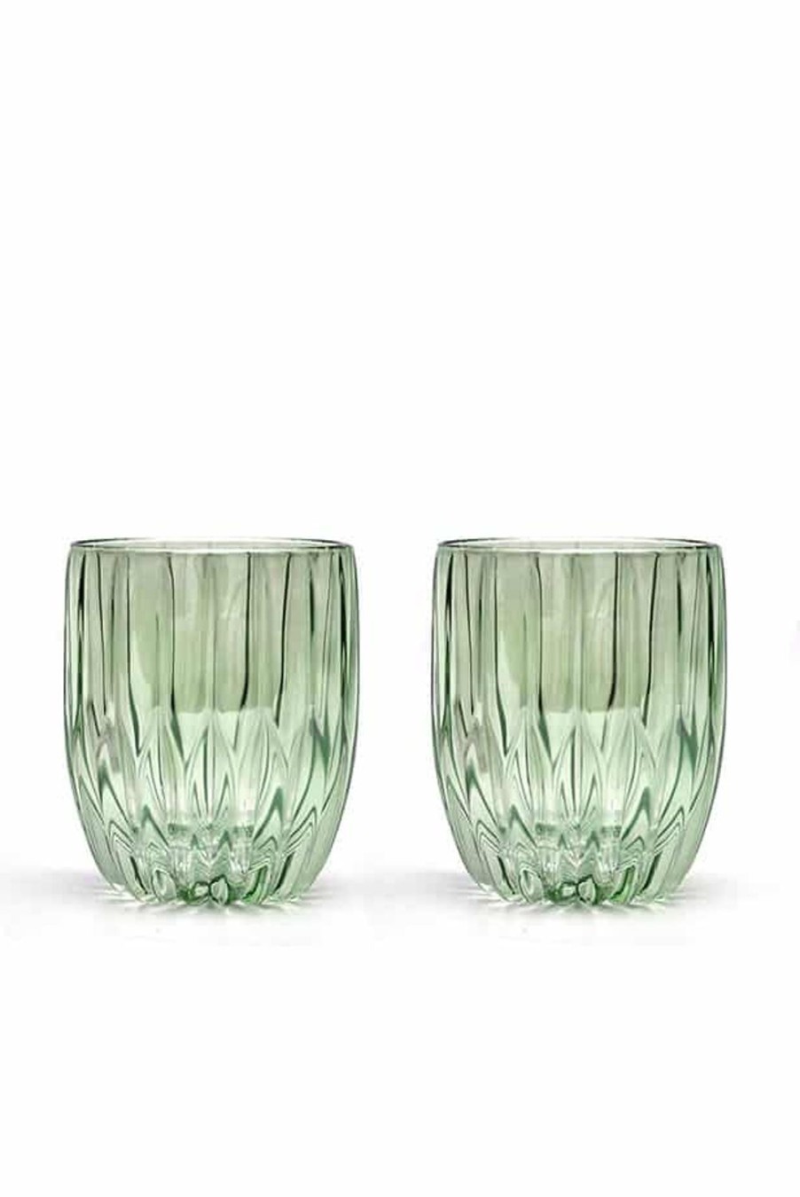 Tumblers | Luisa Beccaria Green Set Of Two Small Tumbler Glass