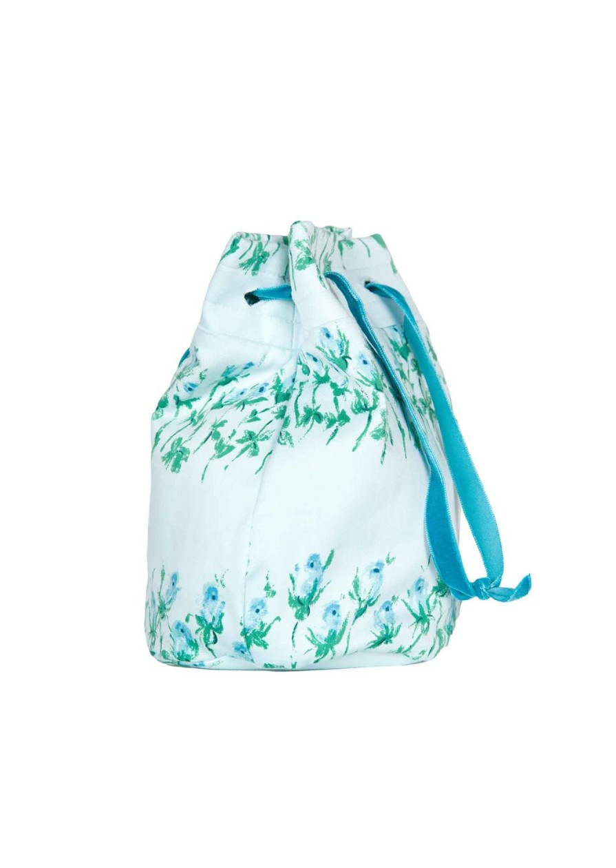 Bag | Luisa Beccaria Flowery Striped Bucket Bag