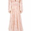 Dresses | Luisa Beccaria Chiffon Lace Circle Of Roses Printed Dress