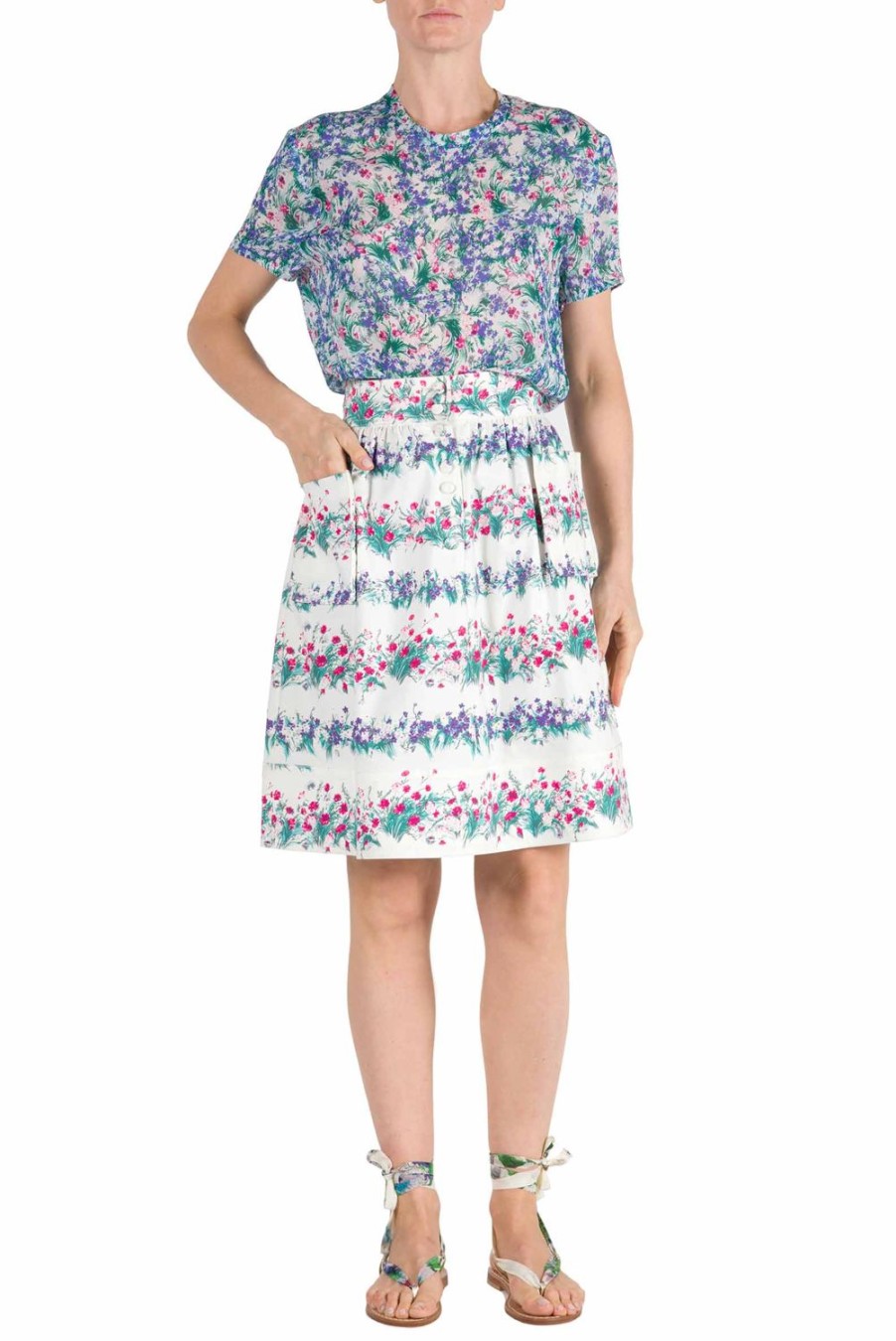 Skirts | Luisa Beccaria Floral Printed Cotton Skirt