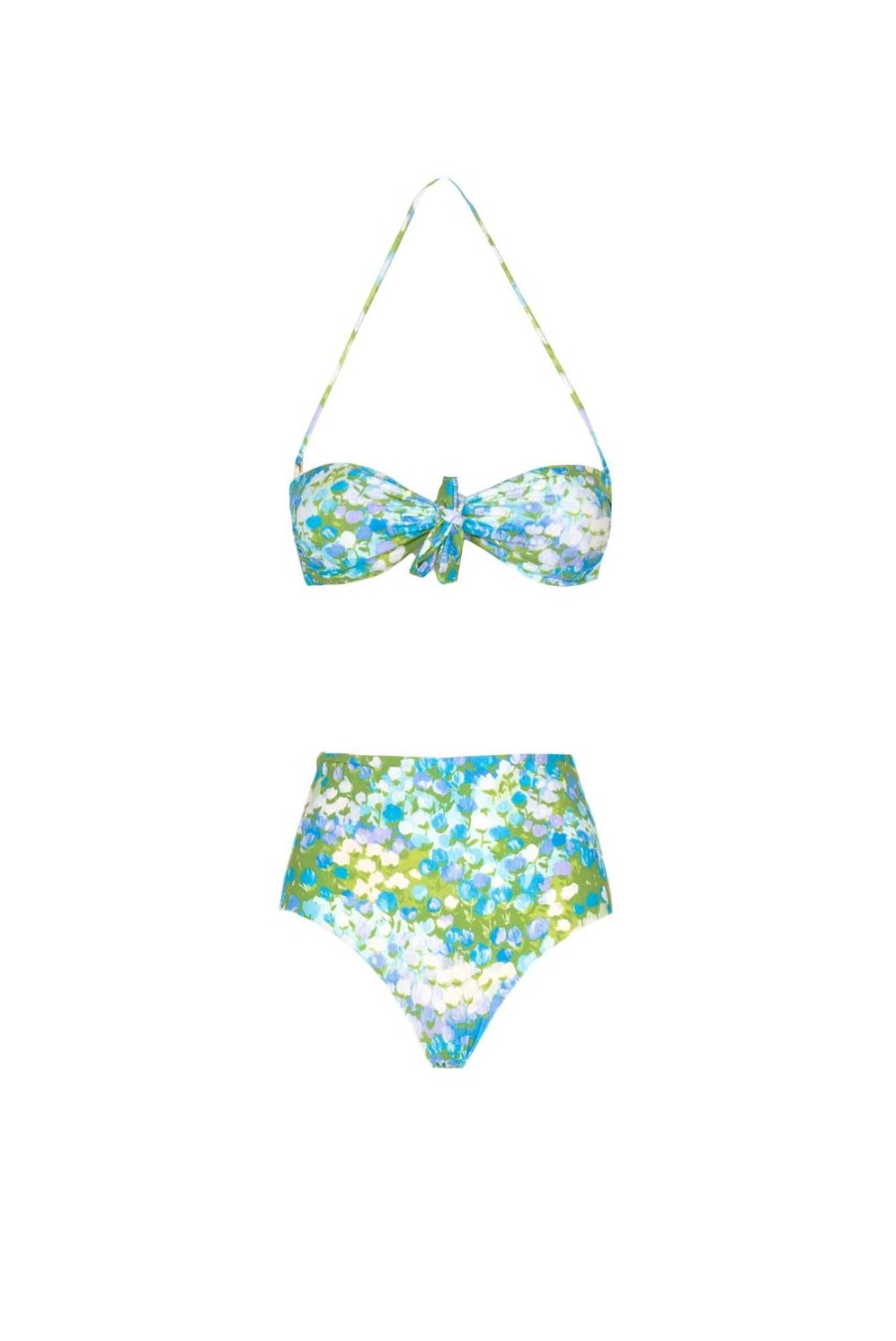 Swimwear | Luisa Beccaria Band And High Waist Slip Bikini Turquoise Monet