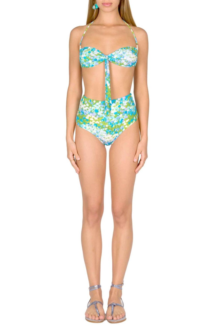 Swimwear | Luisa Beccaria Band And High Waist Slip Bikini Turquoise Monet