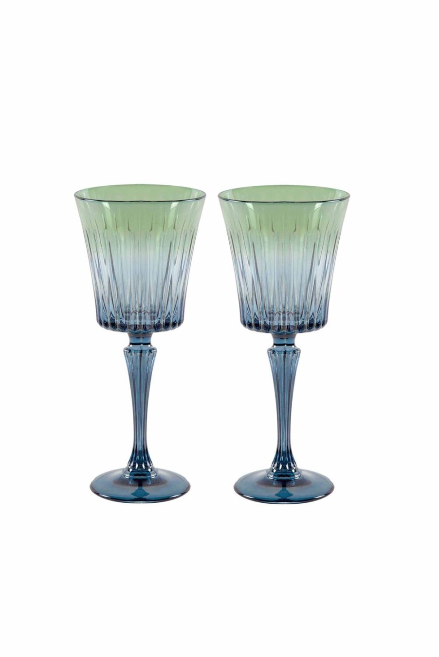 Wine | Luisa Beccaria Shade Blue To Green Set Of Two Domina Wine Glass