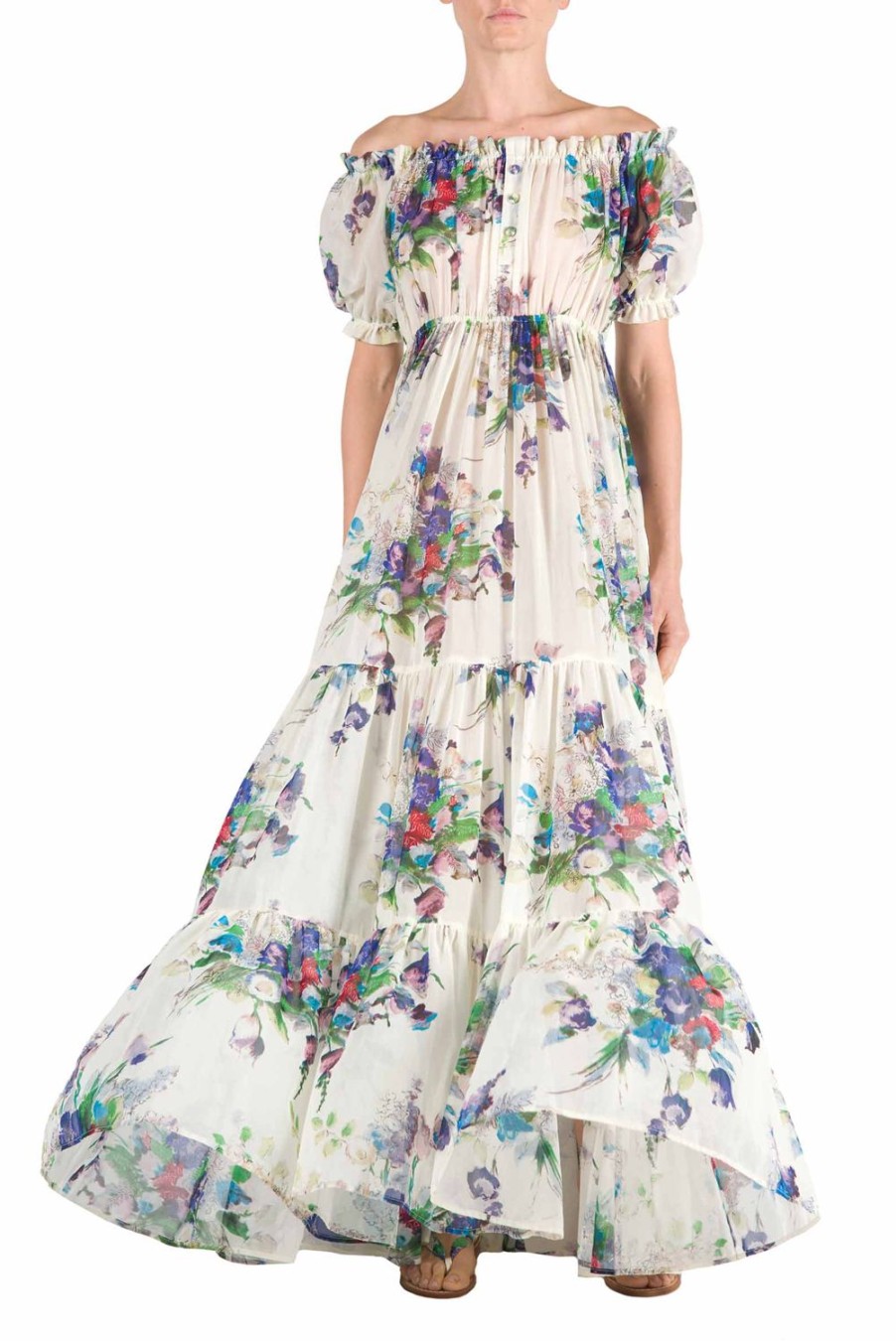 Dresses | Luisa Beccaria Floral Bouquet Printed Dress