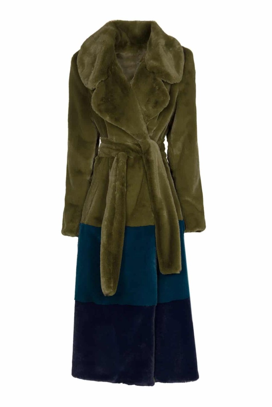 Jackets & Coats | Luisa Beccaria Colorblocked Faux Fur Coat