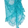 Swimwear | Luisa Beccaria Turquoise Roses Printed Shawl