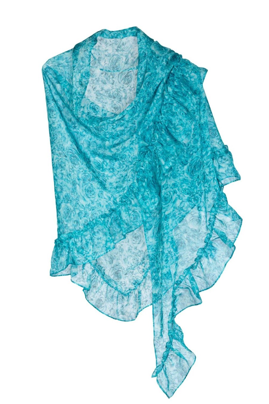 Swimwear | Luisa Beccaria Turquoise Roses Printed Shawl