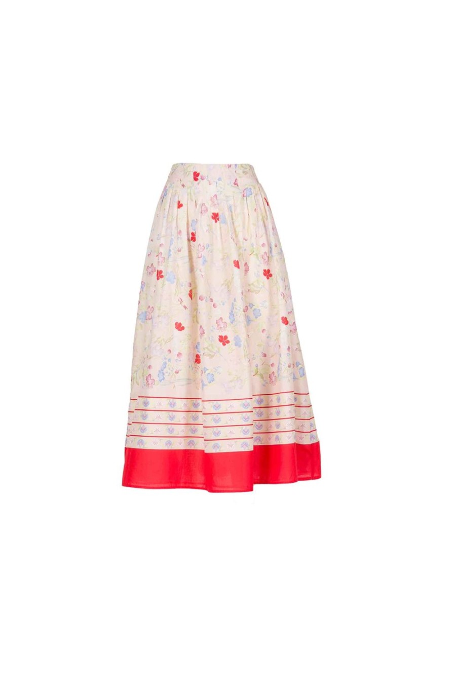 Skirts | Luisa Beccaria Cotton Pleated Midi Skirt In Gilly Flowers