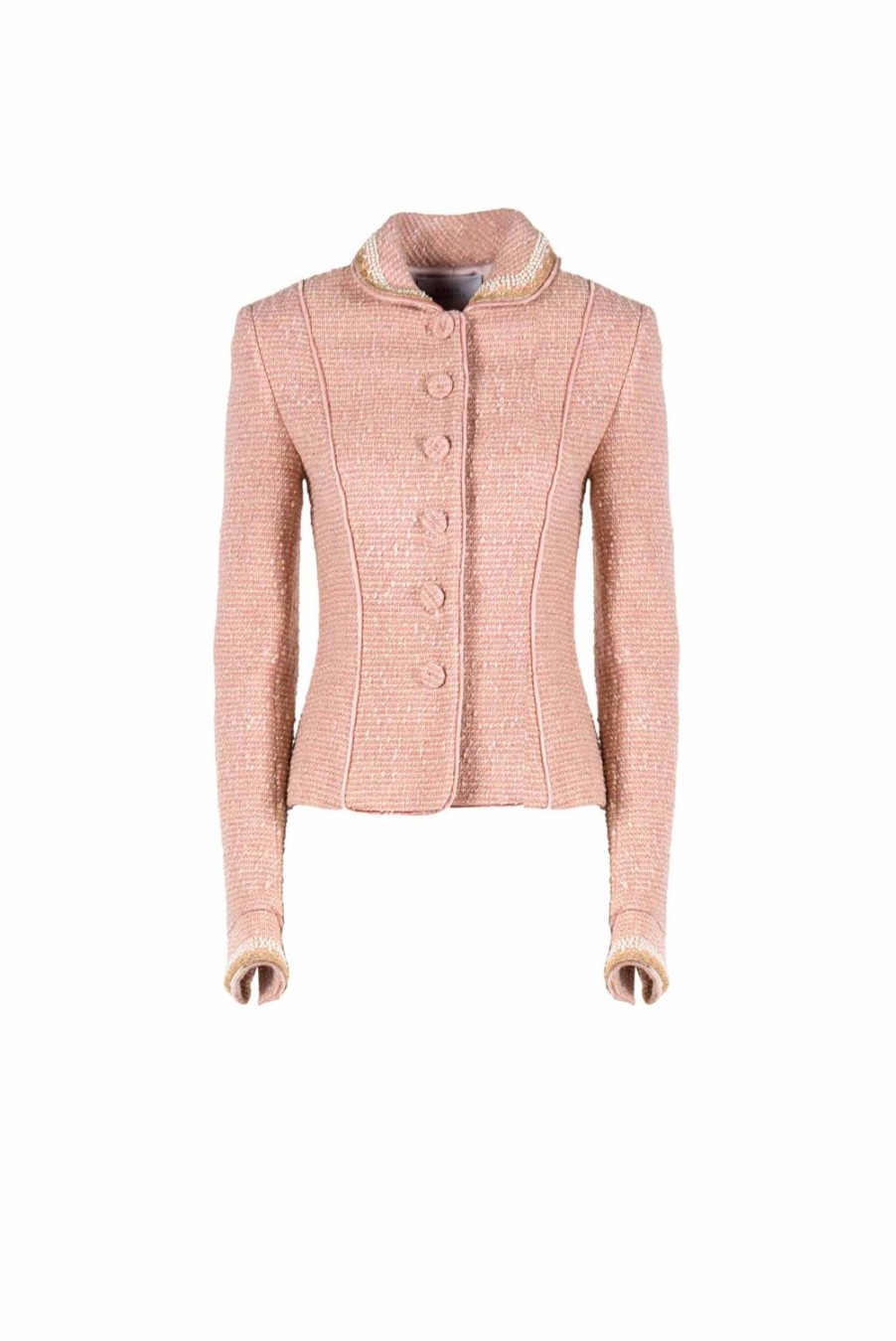 Jackets & Coats | Luisa Beccaria Boucle Lurex Jacket Pearl Embroidered