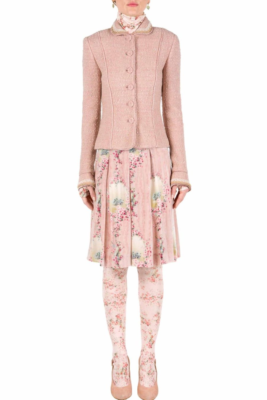 Jackets & Coats | Luisa Beccaria Boucle Lurex Jacket Pearl Embroidered