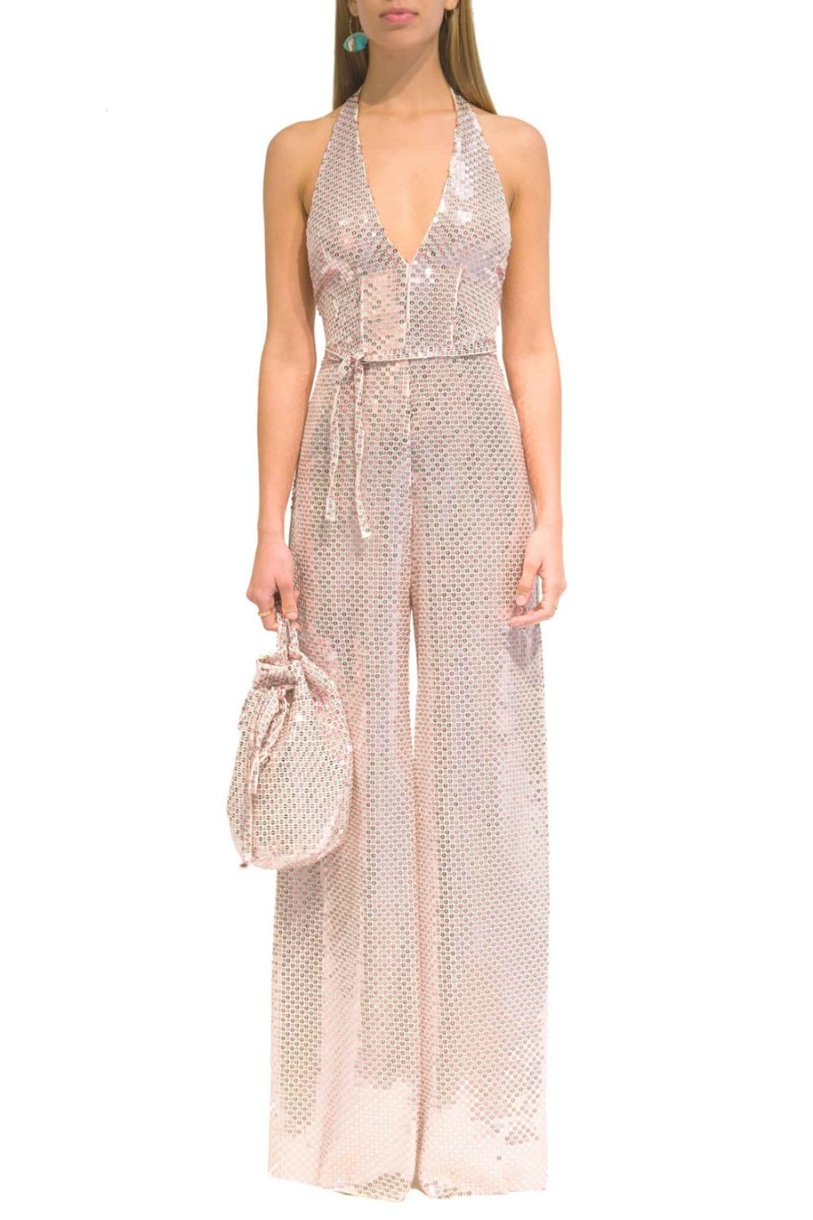 Dresses | Luisa Beccaria Sequin Halter Meck Jumpsuit