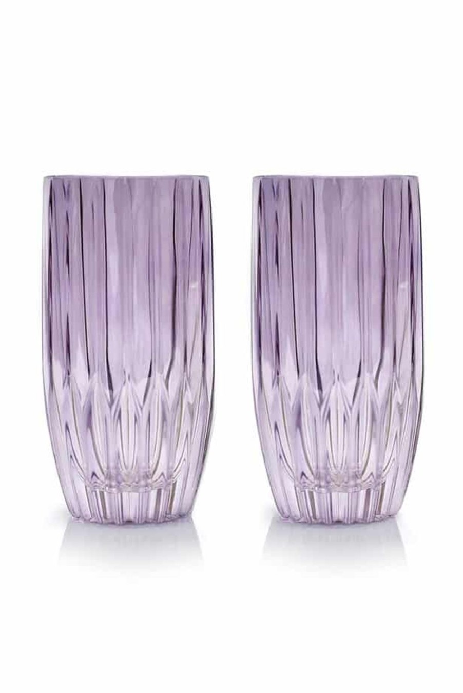 Tumblers | Luisa Beccaria Purple Set Of Two Large Tumbler Glass