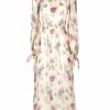 Dresses | Luisa Beccaria Chiffon Macro Anemones Dress With Sash