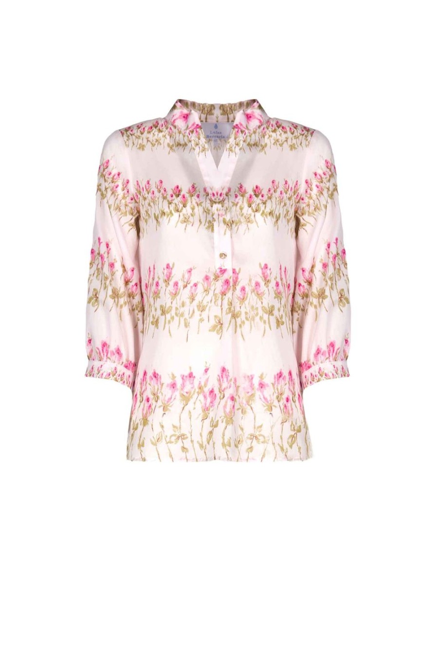 Tops & Blouses | Luisa Beccaria Flowery Striped Pink Shirt