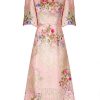 Dresses | Luisa Beccaria Floral Printed Silk Brocade Midi Dress