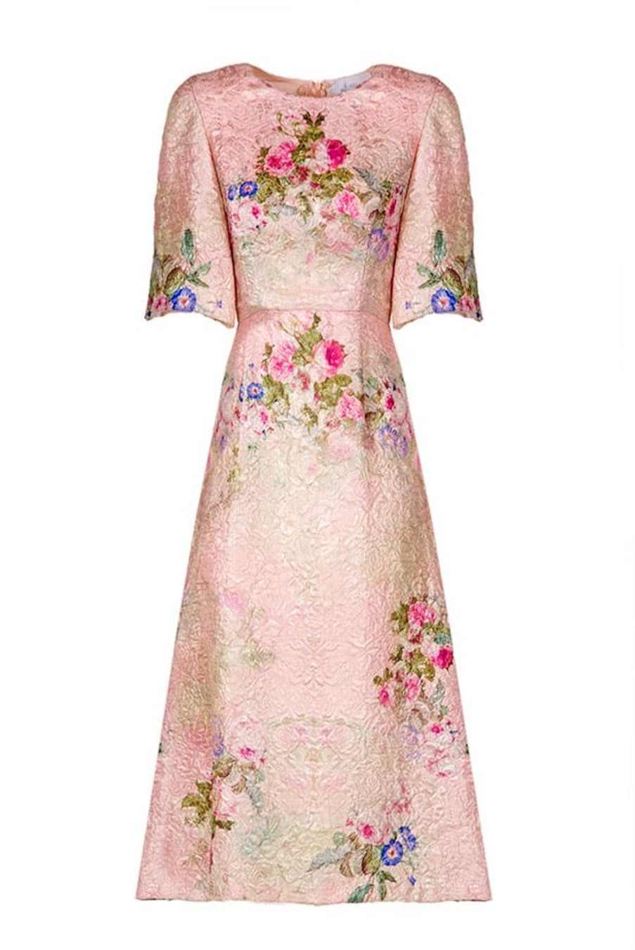 Dresses | Luisa Beccaria Floral Printed Silk Brocade Midi Dress