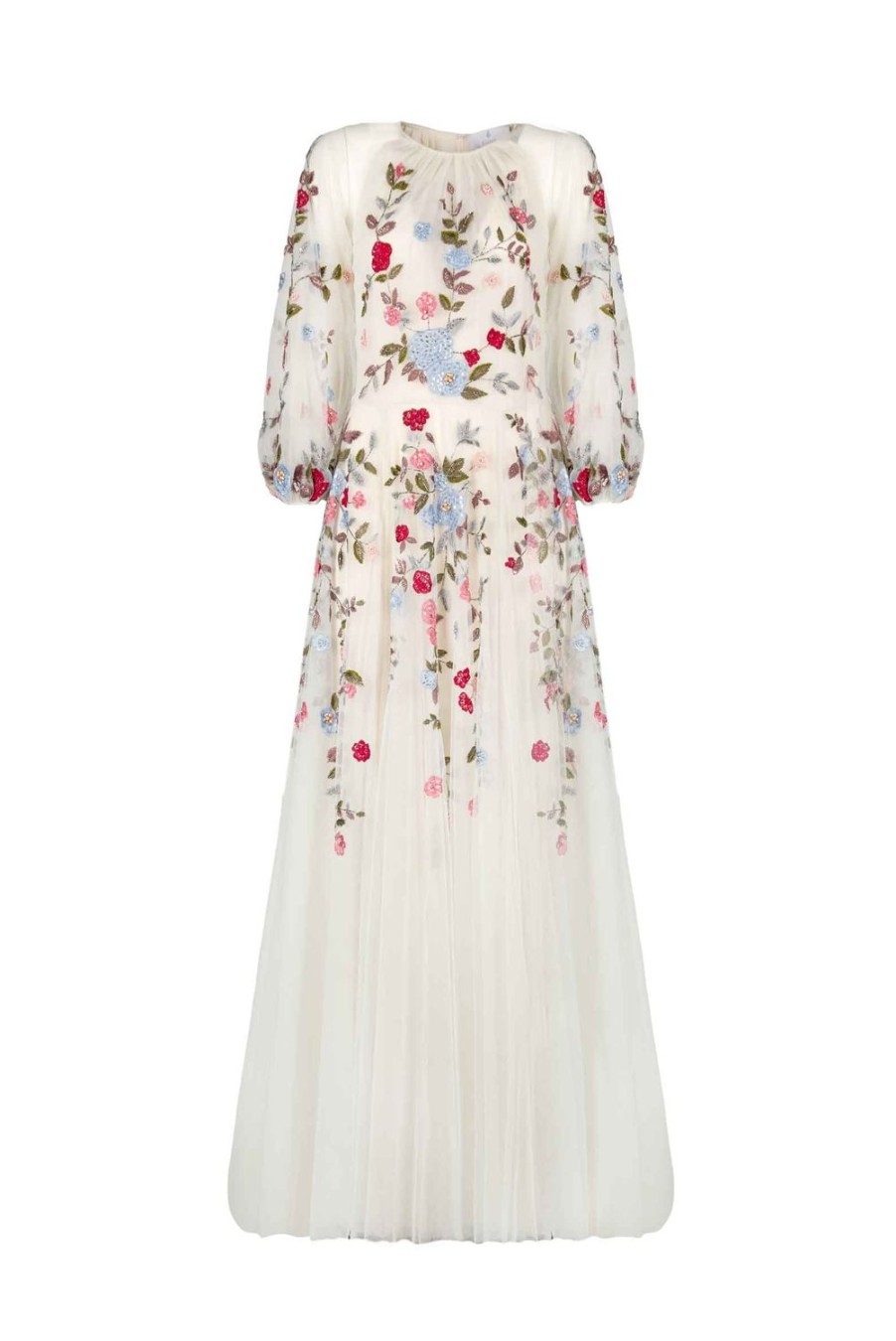 Dresses | Luisa Beccaria Flower Embroidered Tulle Maxi Gown