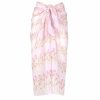 Swimwear | Luisa Beccaria Pink Flowery Striped Long Pareo