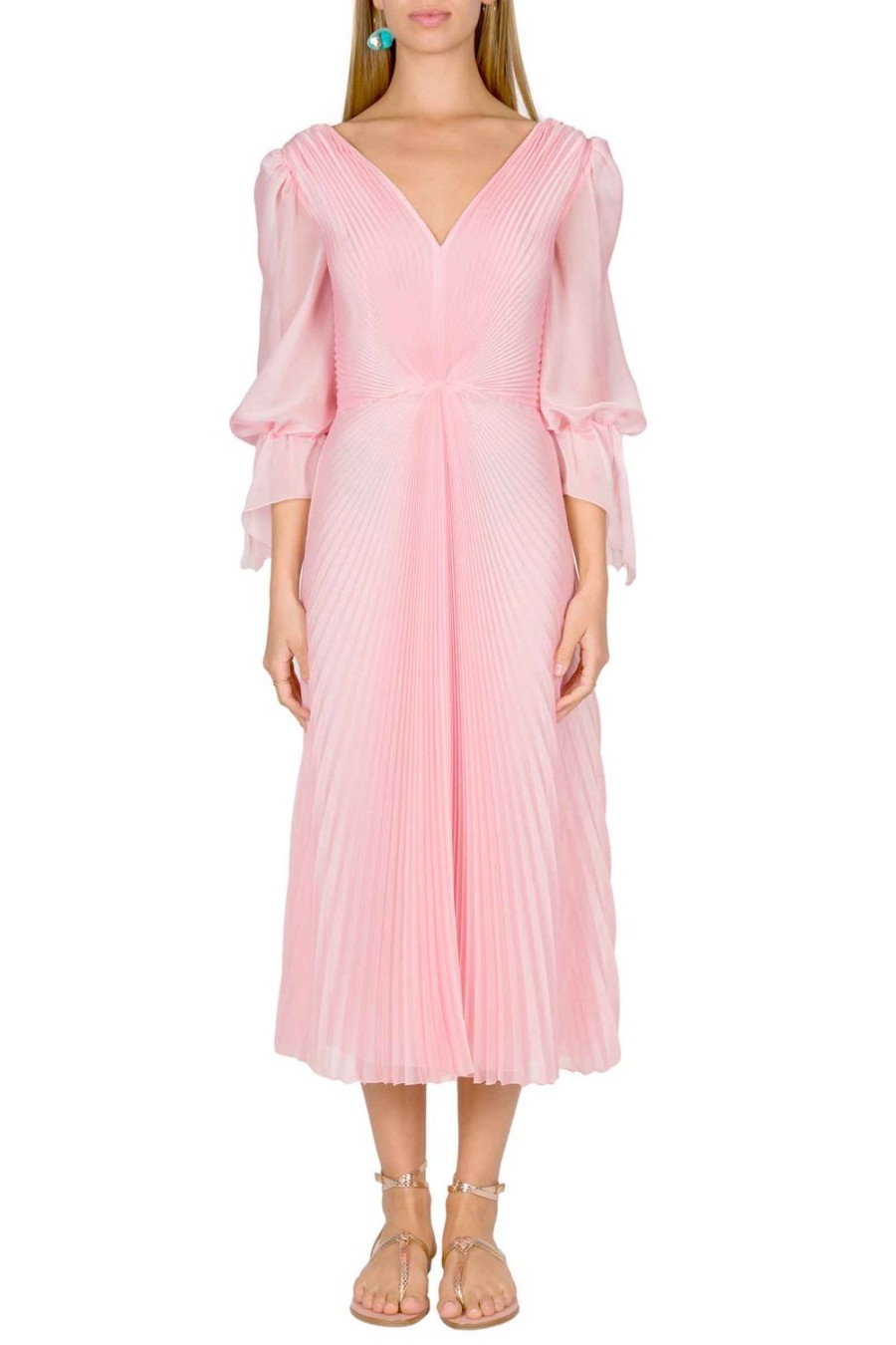 Dresses | Luisa Beccaria Angelina Pleated Chiffon Midi Dress