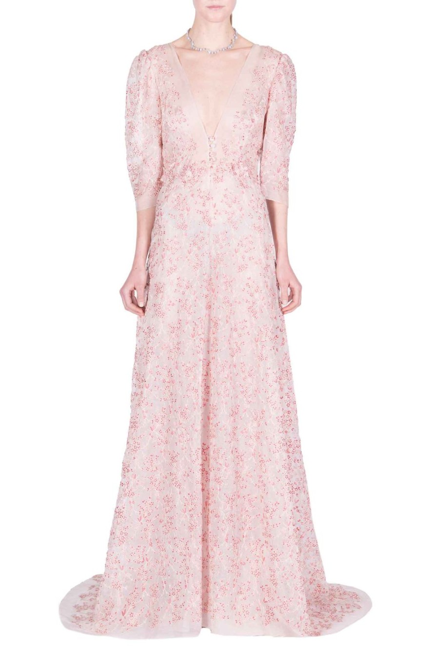 Dresses | Luisa Beccaria Floral Embroidered V-Neck Dress