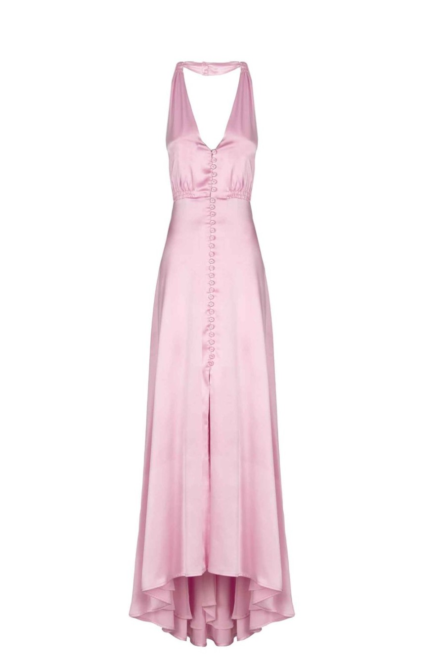 Dresses | Luisa Beccaria Satin Sleeveless Bottoncino Dress