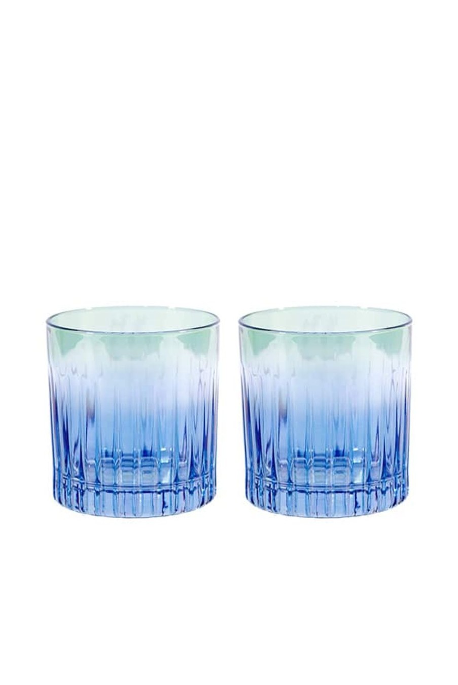 Tumblers | Luisa Beccaria Shade Blue To Green Set Of Two Small Tumbler Glass