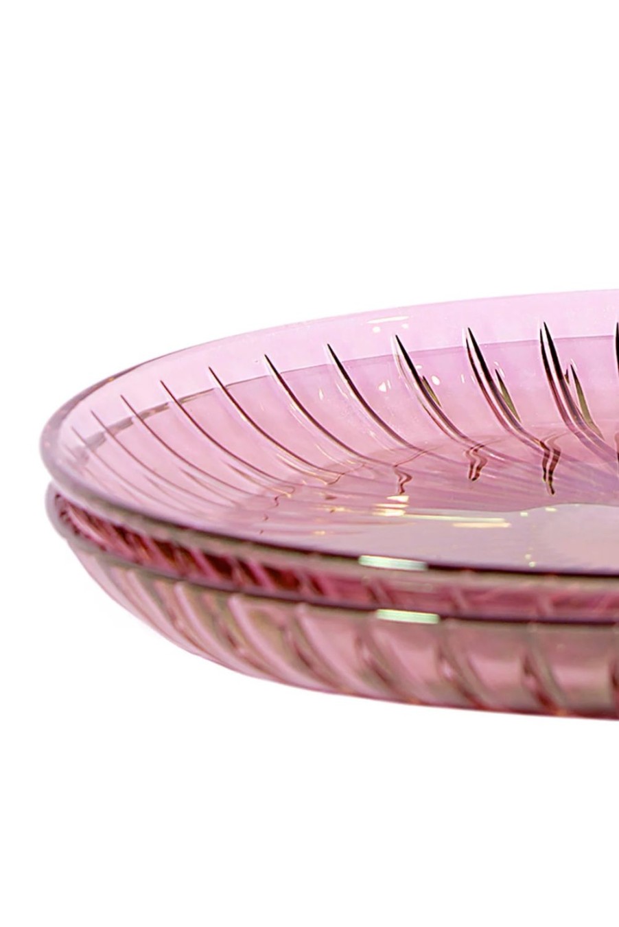 Plate | Luisa Beccaria Pink Set Of Two Glass Fruit Plate