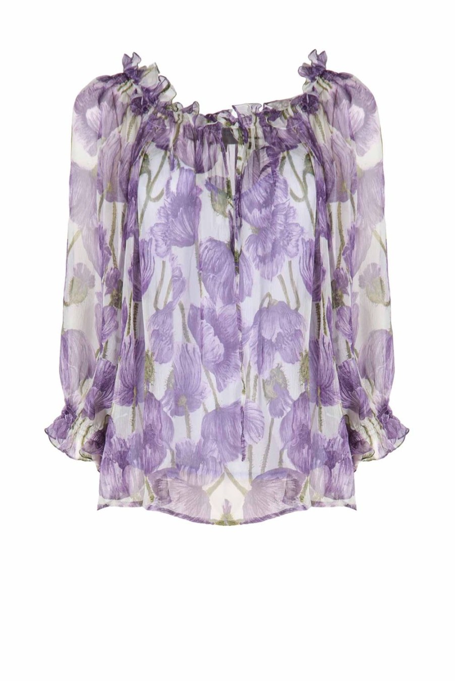 Tops & Blouses | Luisa Beccaria Macro Poppies Chiffon Blouse