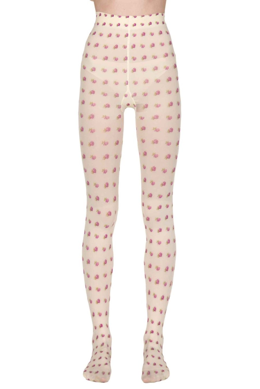 Tights | Luisa Beccaria Vintage Buds Tights Cream