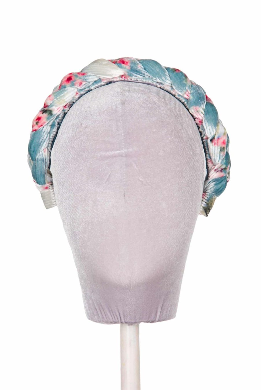 Headband | Luisa Beccaria Blue Velvet Roses Buds Braided Power Hairband