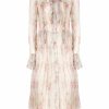 Dresses | Luisa Beccaria Chiffon Pleated Printed Circle Of Roses Dress