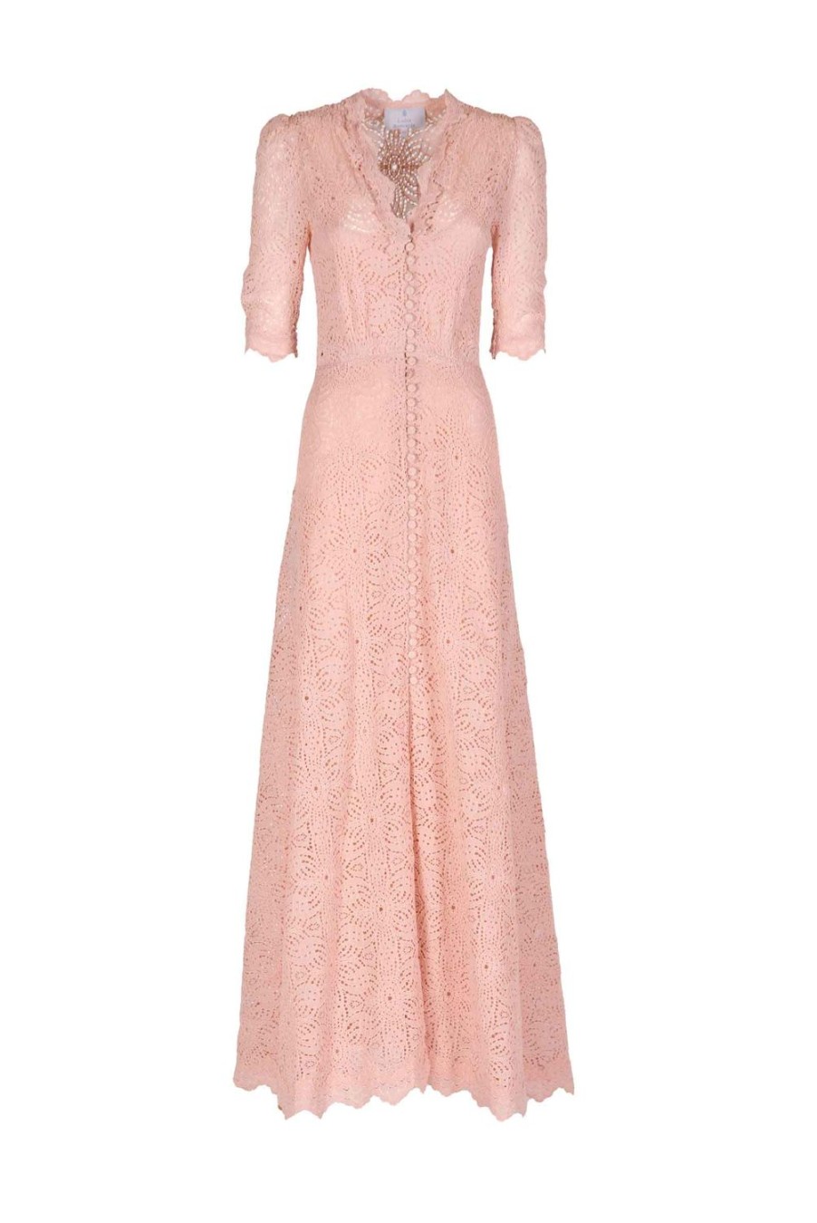 Dresses | Luisa Beccaria Dusty Pink Lace Maxi Dress