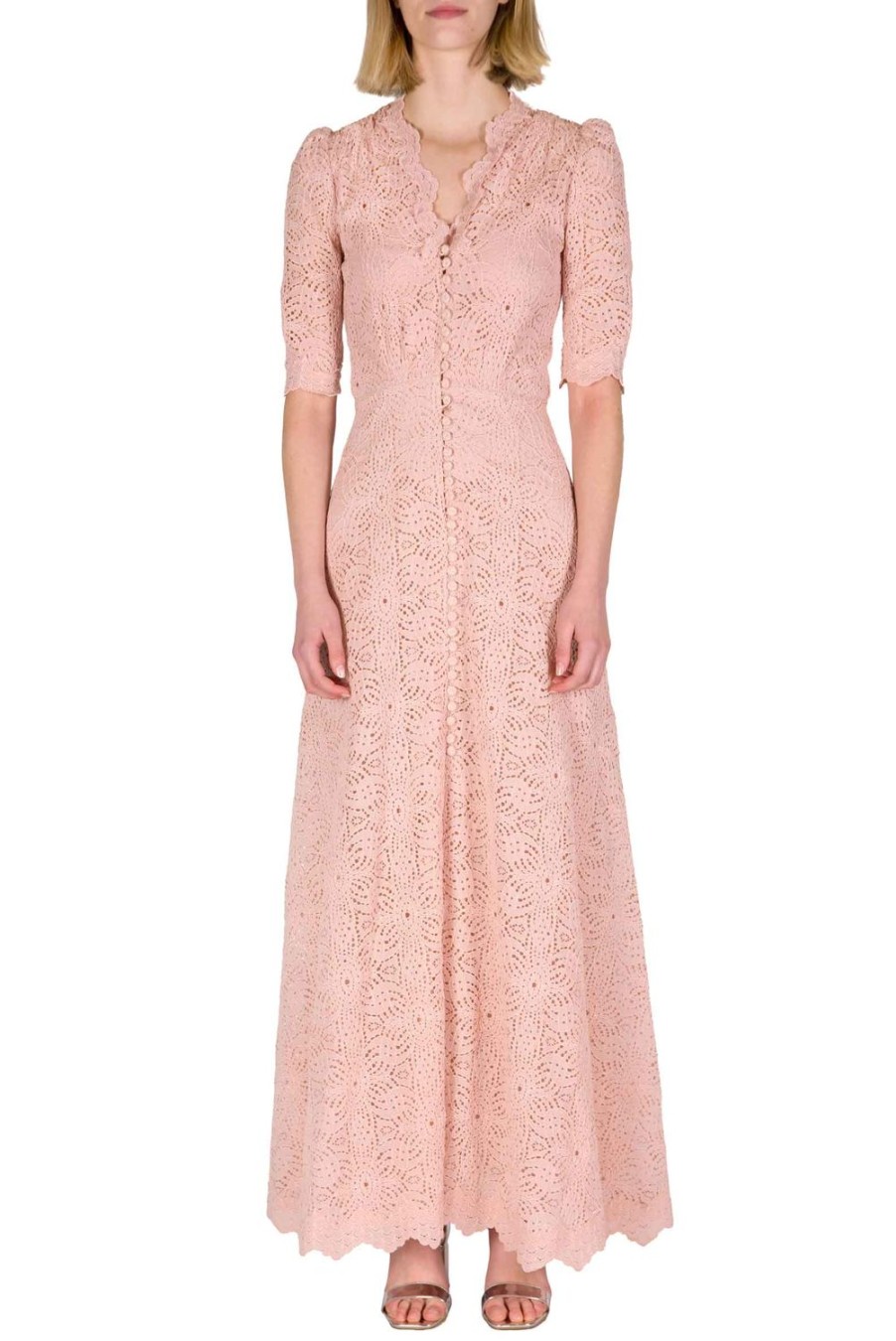 Dresses | Luisa Beccaria Dusty Pink Lace Maxi Dress