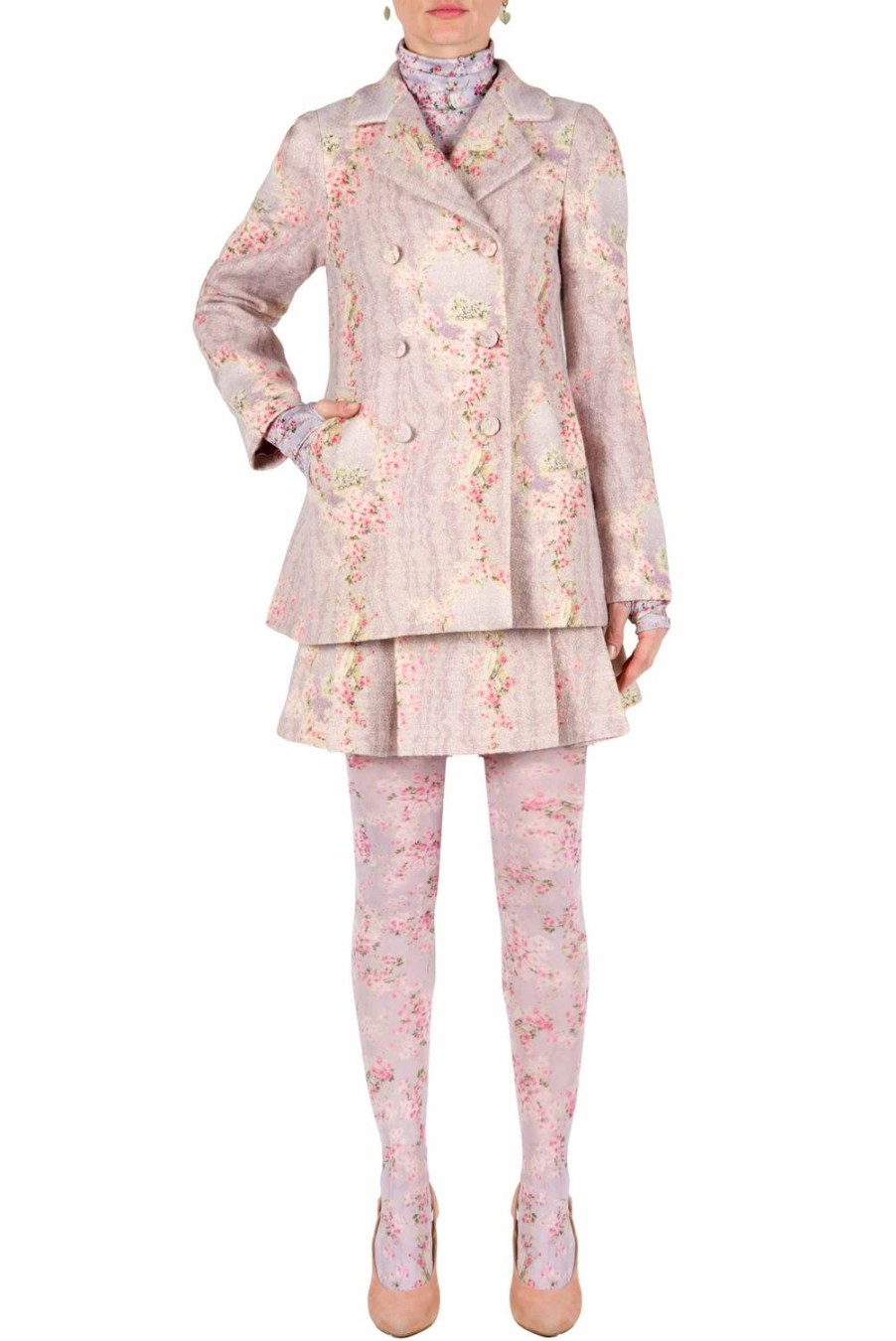 Jackets & Coats | Luisa Beccaria Wool Printed Circle Of Roses Jacket