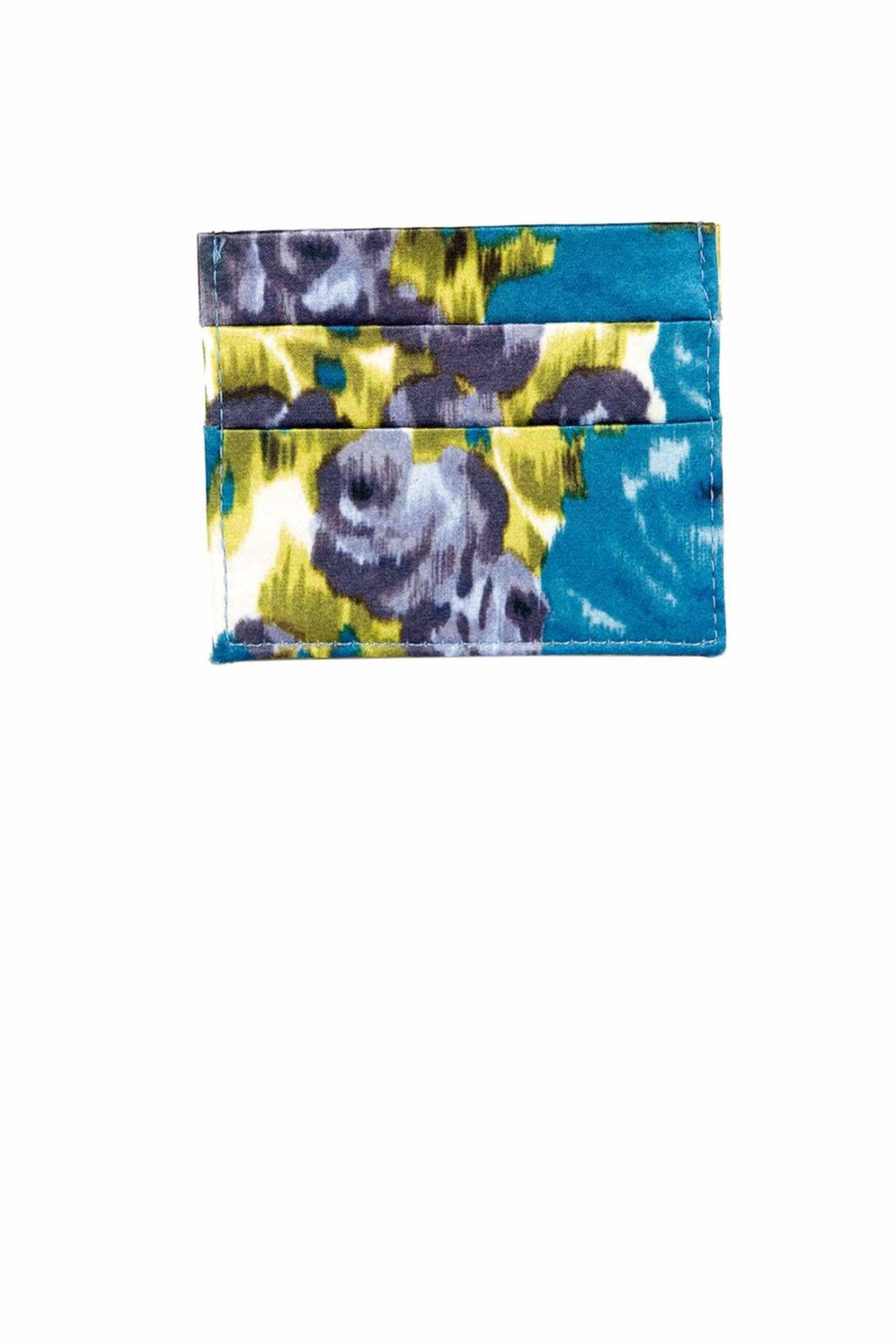 Card Holder | Luisa Beccaria Flower Petrol Printed Silk Card Holder