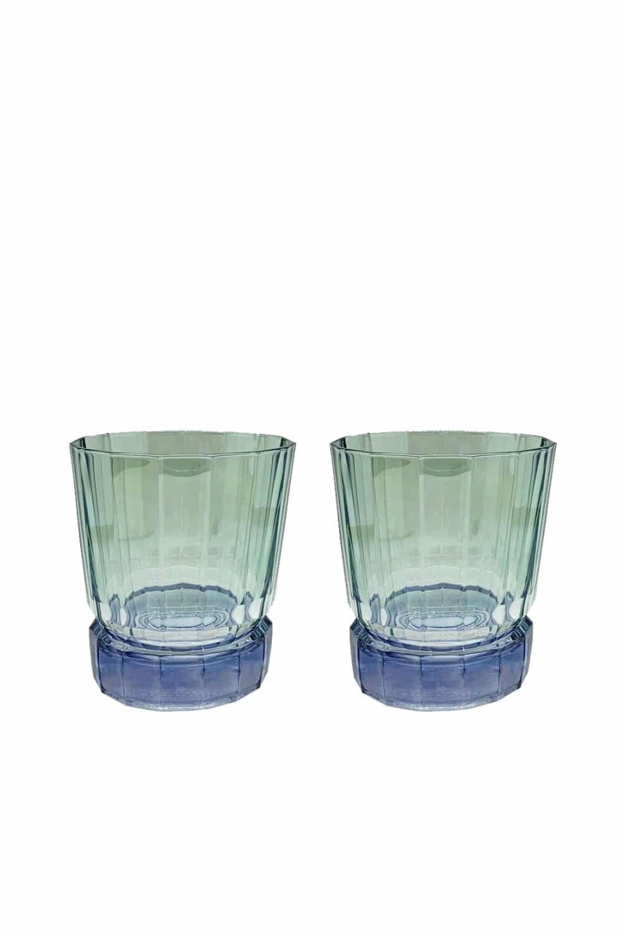 Tumblers | Luisa Beccaria Shade Blue To Green Set Of Two Small Duccio Tumbler With Base