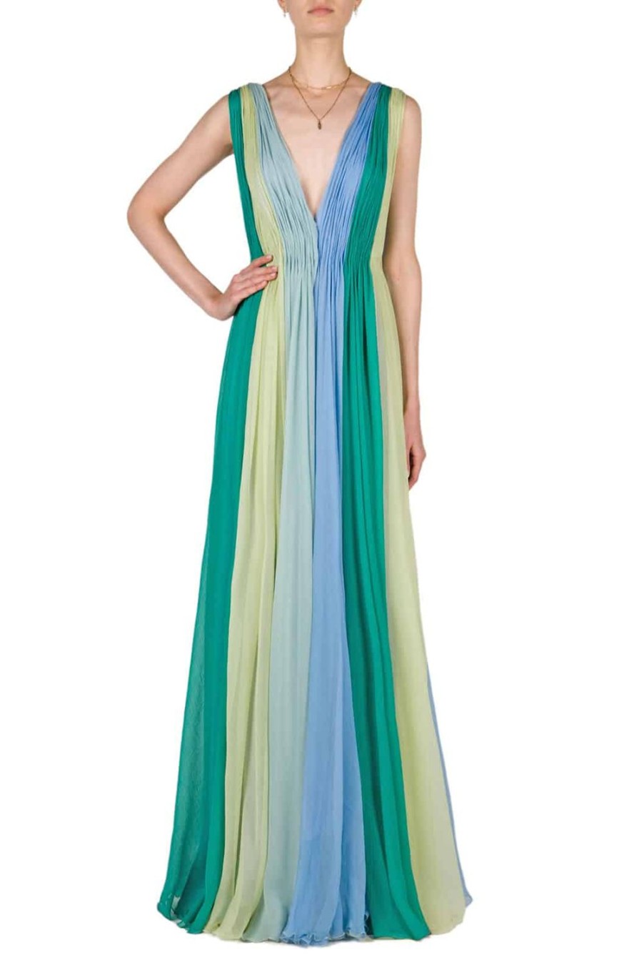 Dresses | Luisa Beccaria Multi Color Chiffon Maxi Dress