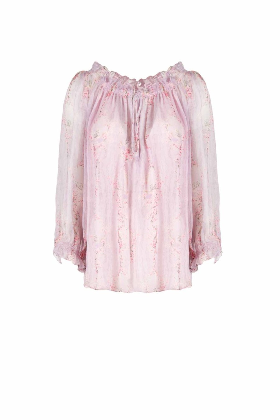 Tops & Blouses | Luisa Beccaria Chiffon Crepon Printed Circle Of Roses Blouse