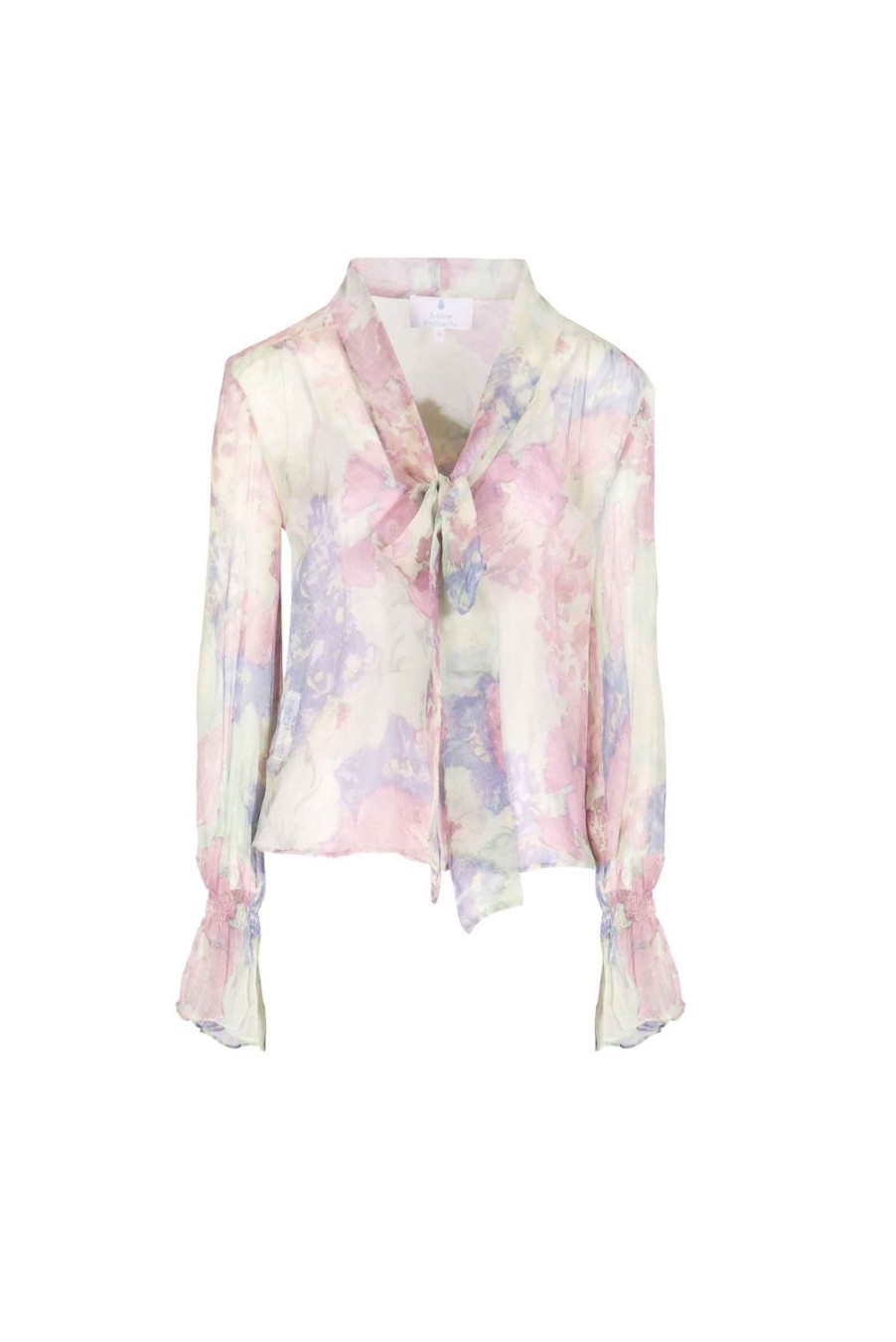 Tops & Blouses | Luisa Beccaria Bow-Detail Printed Chiffon Shirt In Abstract Flowers