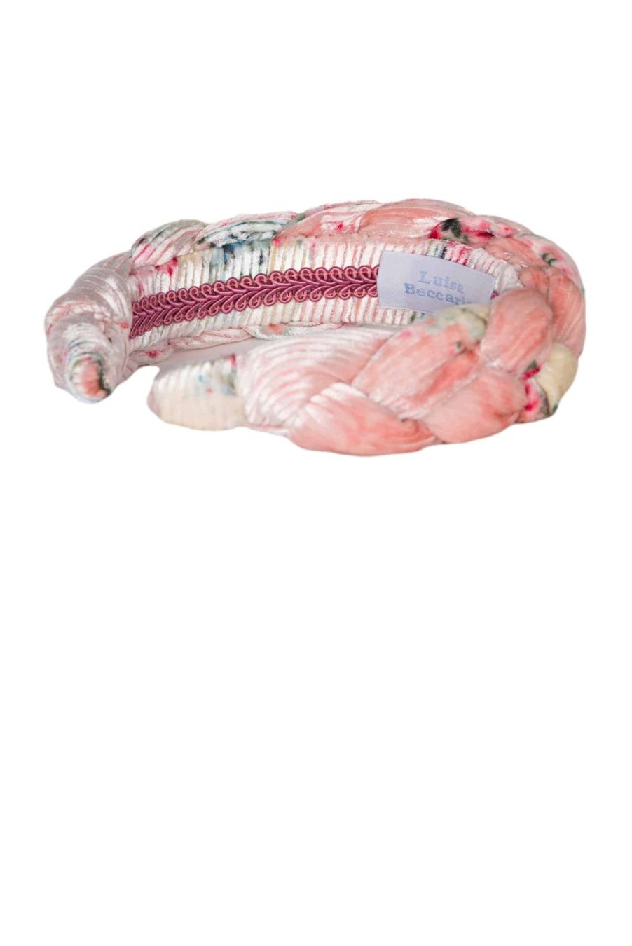 Headband | Luisa Beccaria Pink Velvet Roses Buds Braided Power Hairband