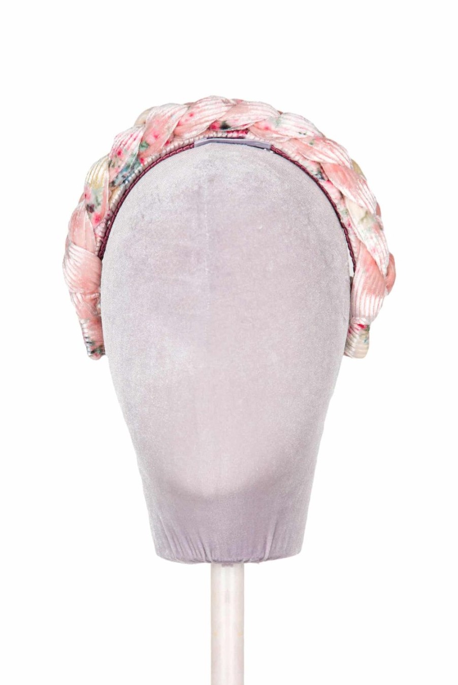 Headband | Luisa Beccaria Pink Velvet Roses Buds Braided Power Hairband