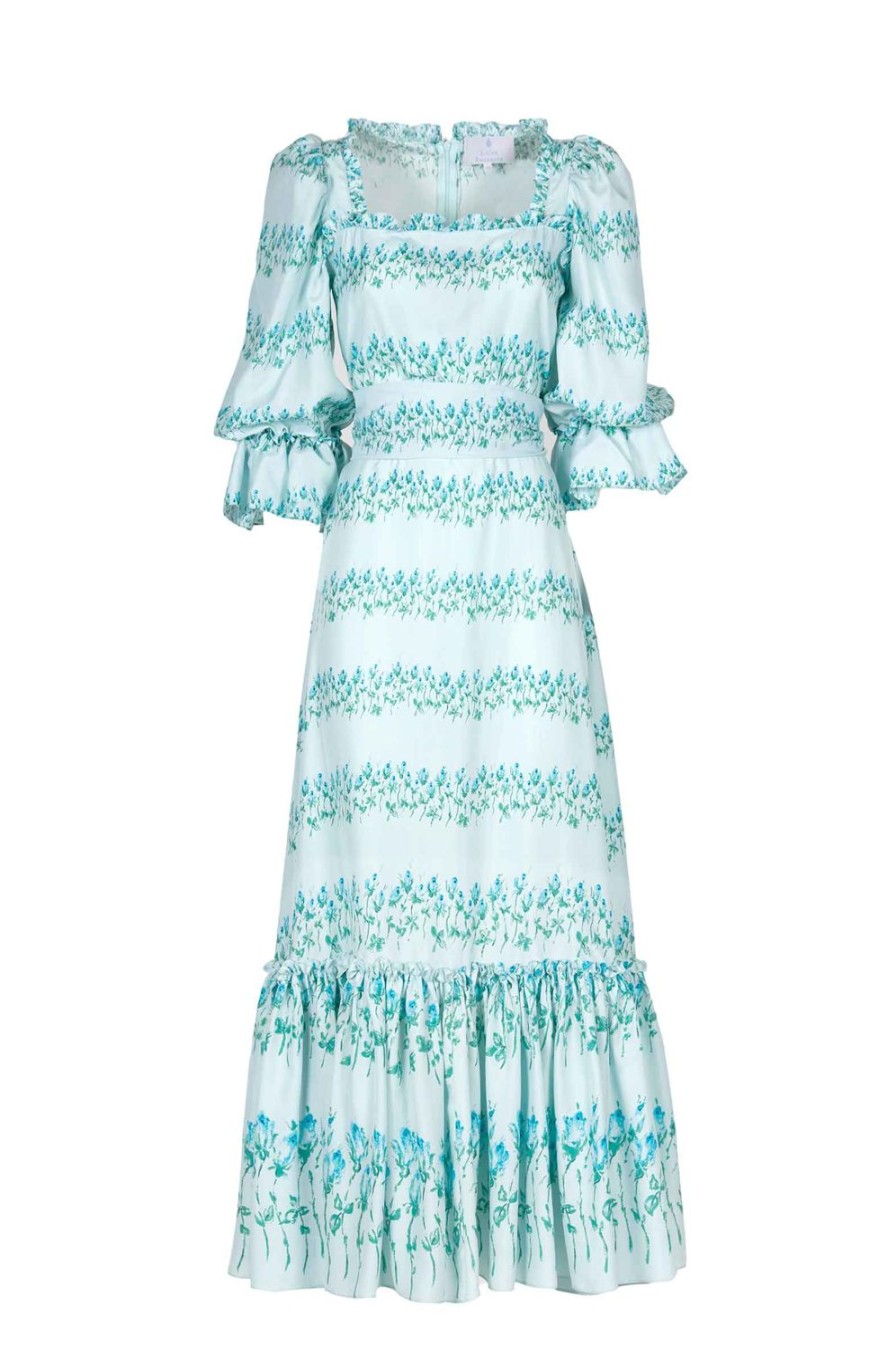 Dresses | Luisa Beccaria Flowery Striped Ruffled Dress