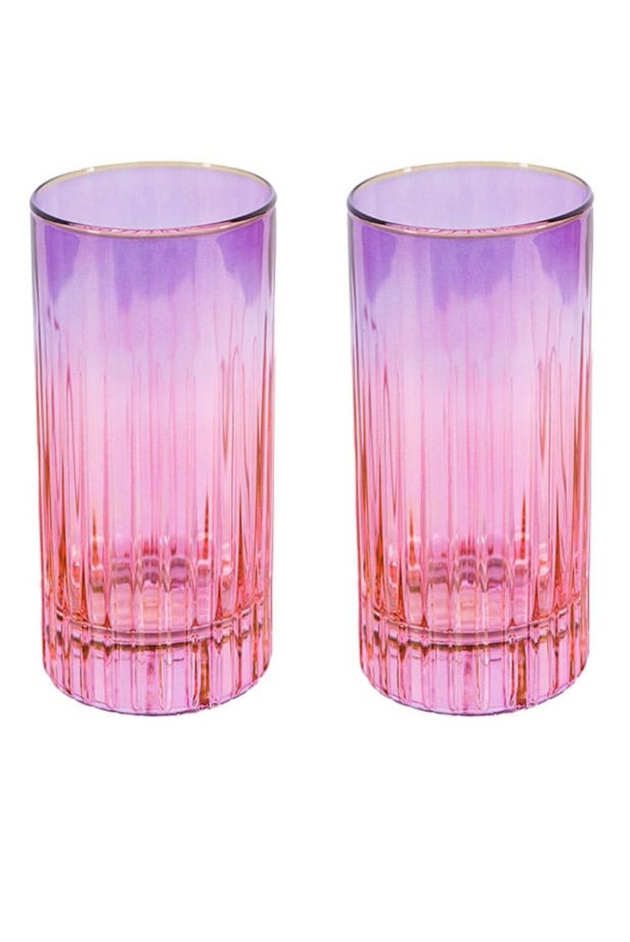 Tumblers | Luisa Beccaria Shade Pink To Purple Set Of Two Large Tumbler Glass